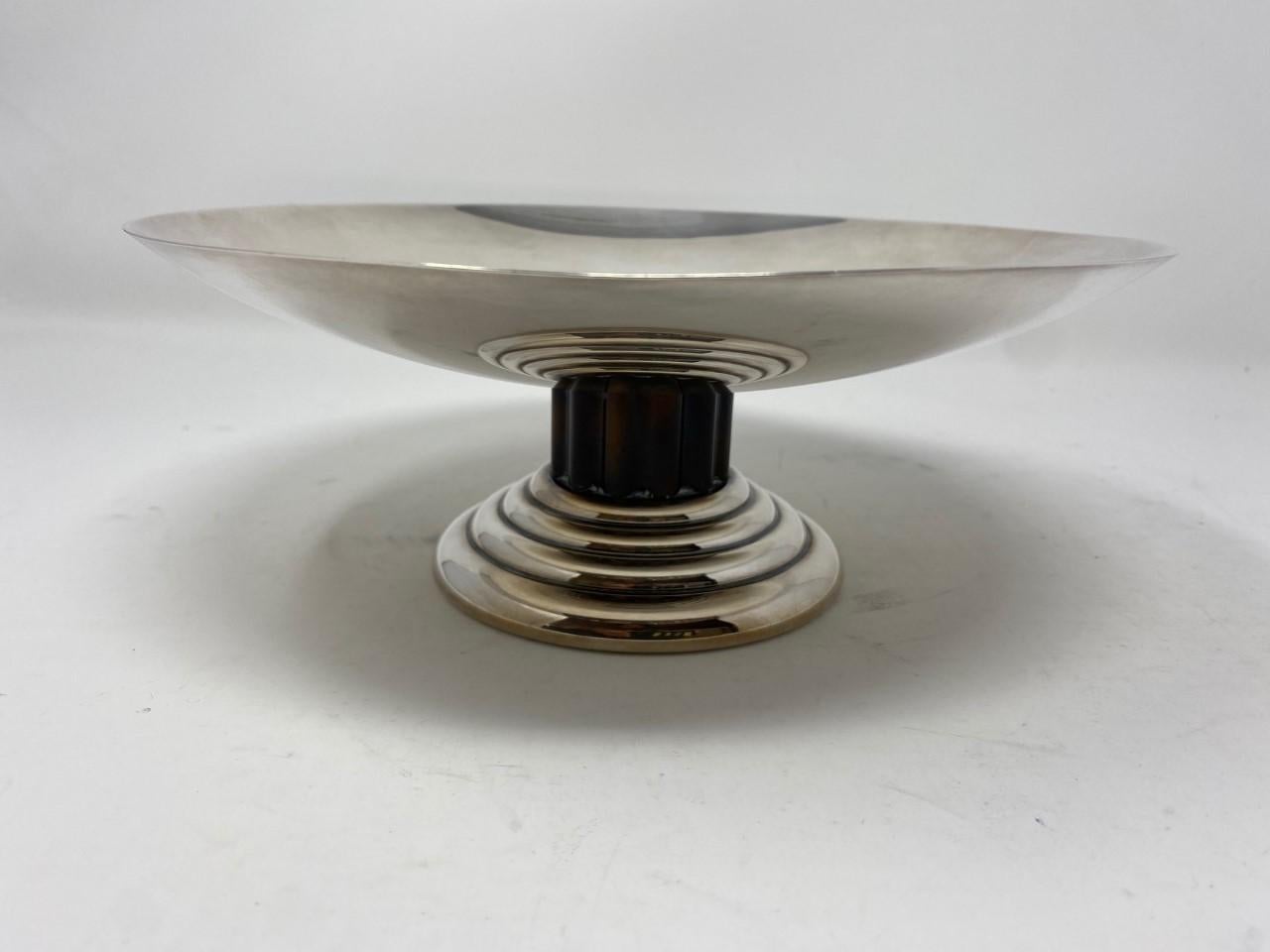 Art Deco Vintage Puiforcat France Silver Plated Display Bowl Tazza For Sale