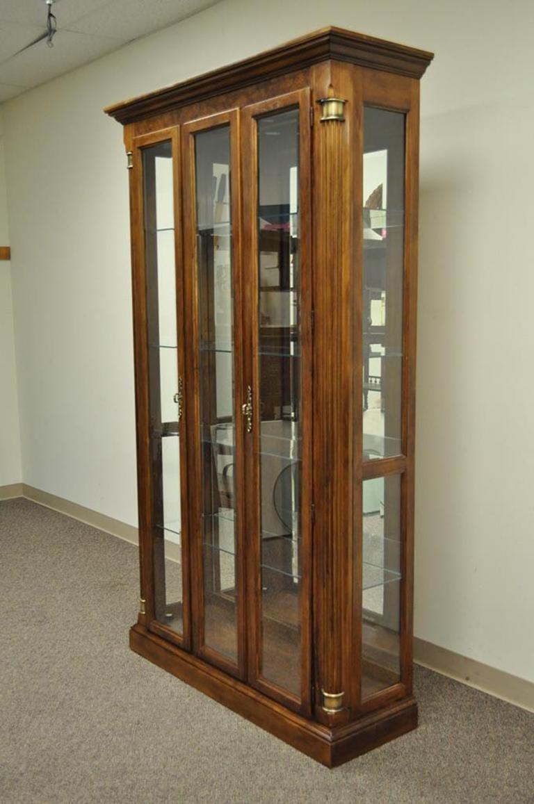 Vintage Pulaski Cherry Lighted Mirrored Curio Display Bookcase