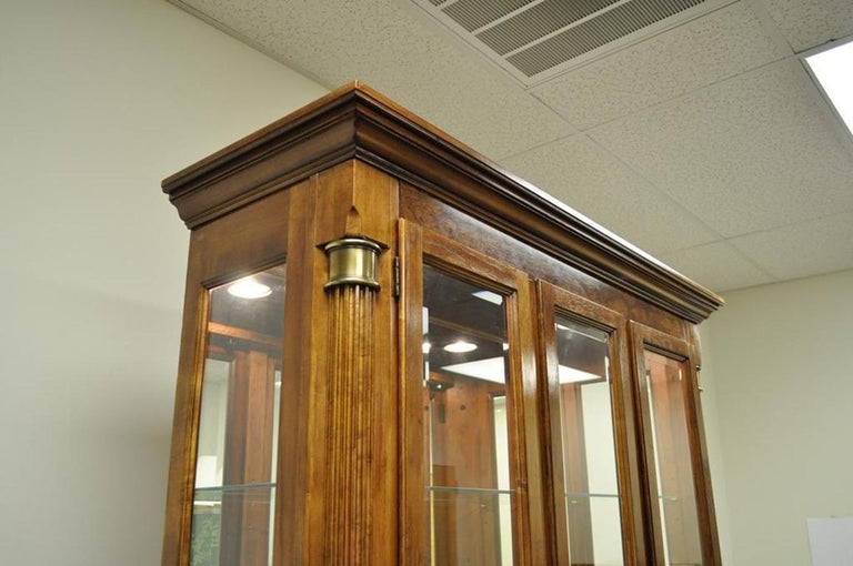 Vintage Pulaski Cherry Lighted Mirrored Curio Display Bookcase