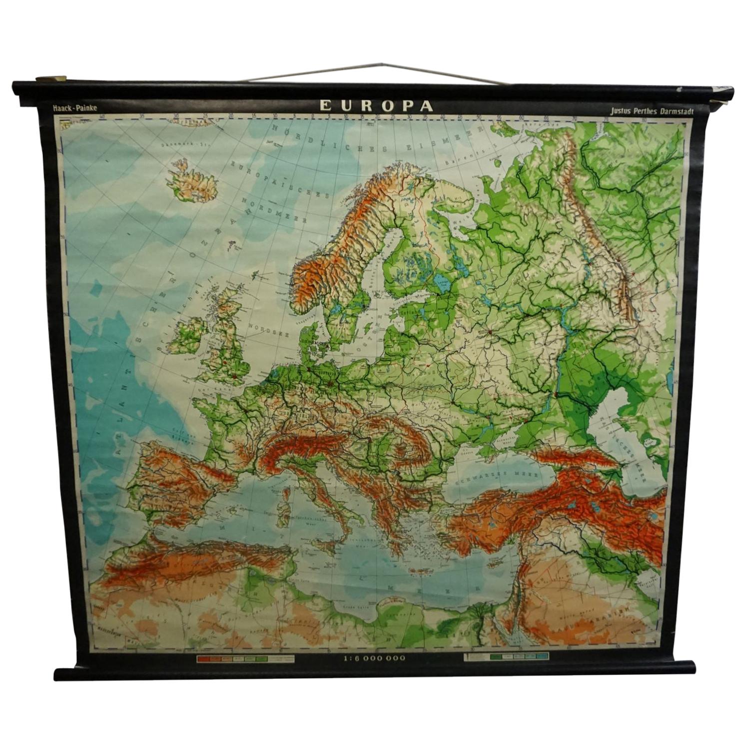 Vintage Pull Down Map Wall Chart about Europe