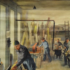 Vintage Pull Down Wall Chart about the Carpenter's Job