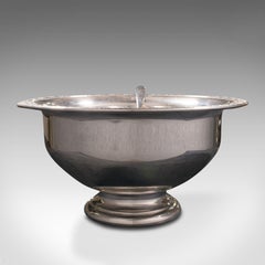 Vintage Punch Bowl, American, Silver Plate, Serving Dish, Spoon, Mid 20th C