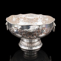 Vintage Punch Bowl, English, Silver Plate, Ice Dish, Cooler, Trophy, Art Deco