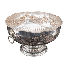 Vintage Punch Bowl, English, Silver Plate, Ice Dish, Cooler, Trophy, Art Deco