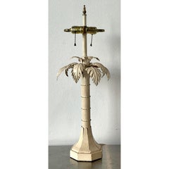 Vintage Punch Cut Metal Palm Lamp
