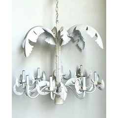 Vintage Punch Cut Palm Frond Chandelier