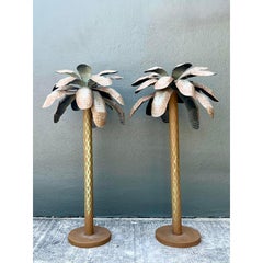Vintage Punch Cut Tole Palm Trees - A Pair