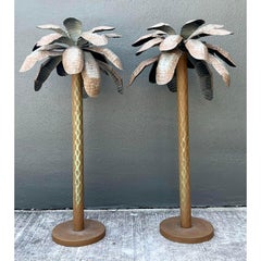 Vintage Punch Cut Tole Palm Trees - A Pair