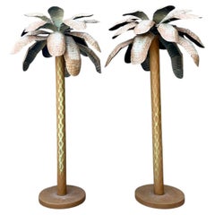 Vintage Punch Cut Tole Palm Trees - A Pair