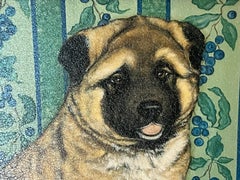 Cuadro al óleo vintage de un perrito