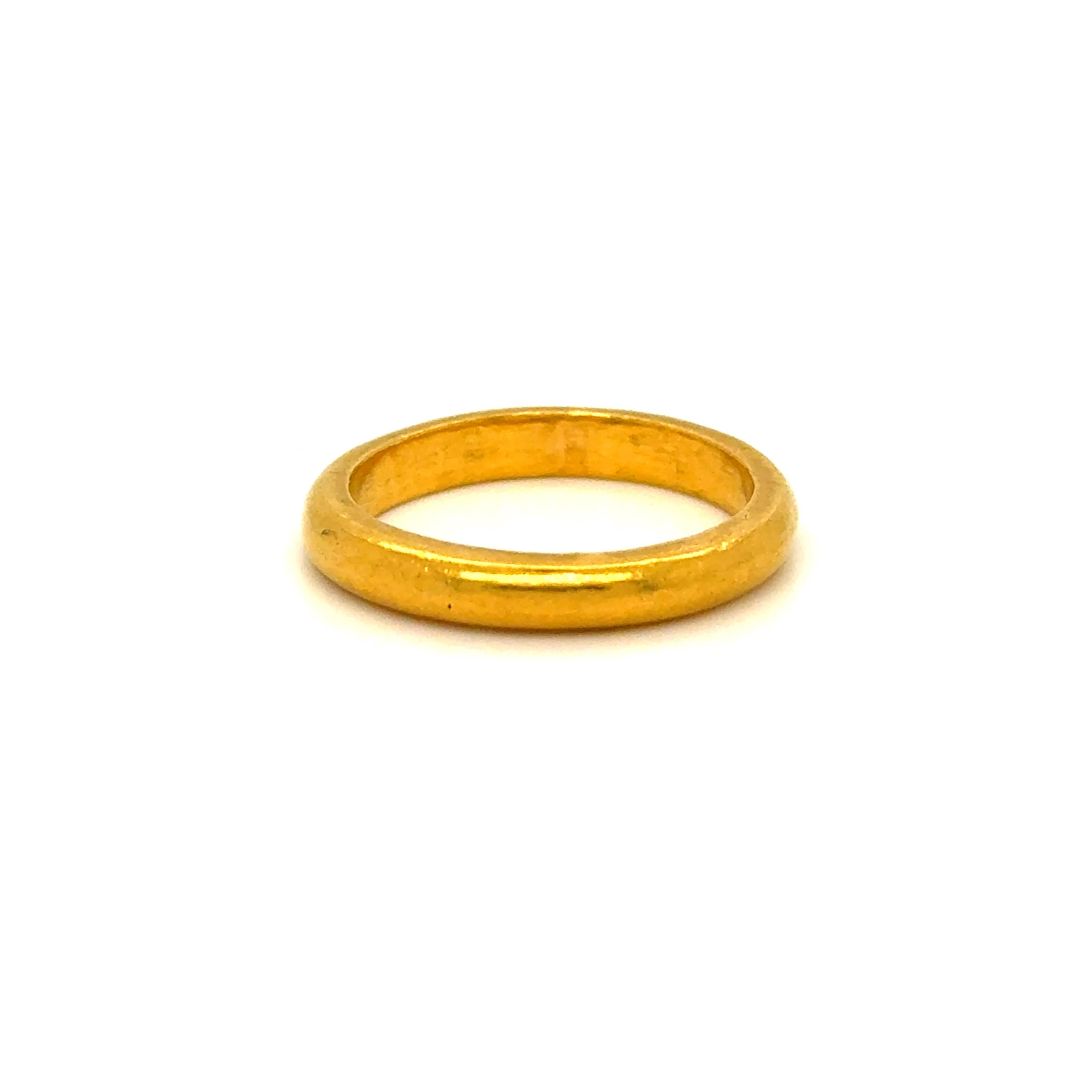 Pure Gold! LOVE this Vintage Pure Solid Gold 24K Yellow Gold Plain Ring! It would make a fabulous, unique gift for any, and can be worn alone or stacked. Crafted in Pure 24K Yellow Gold, the design is a classic plain band, with a width of 3mm. Just