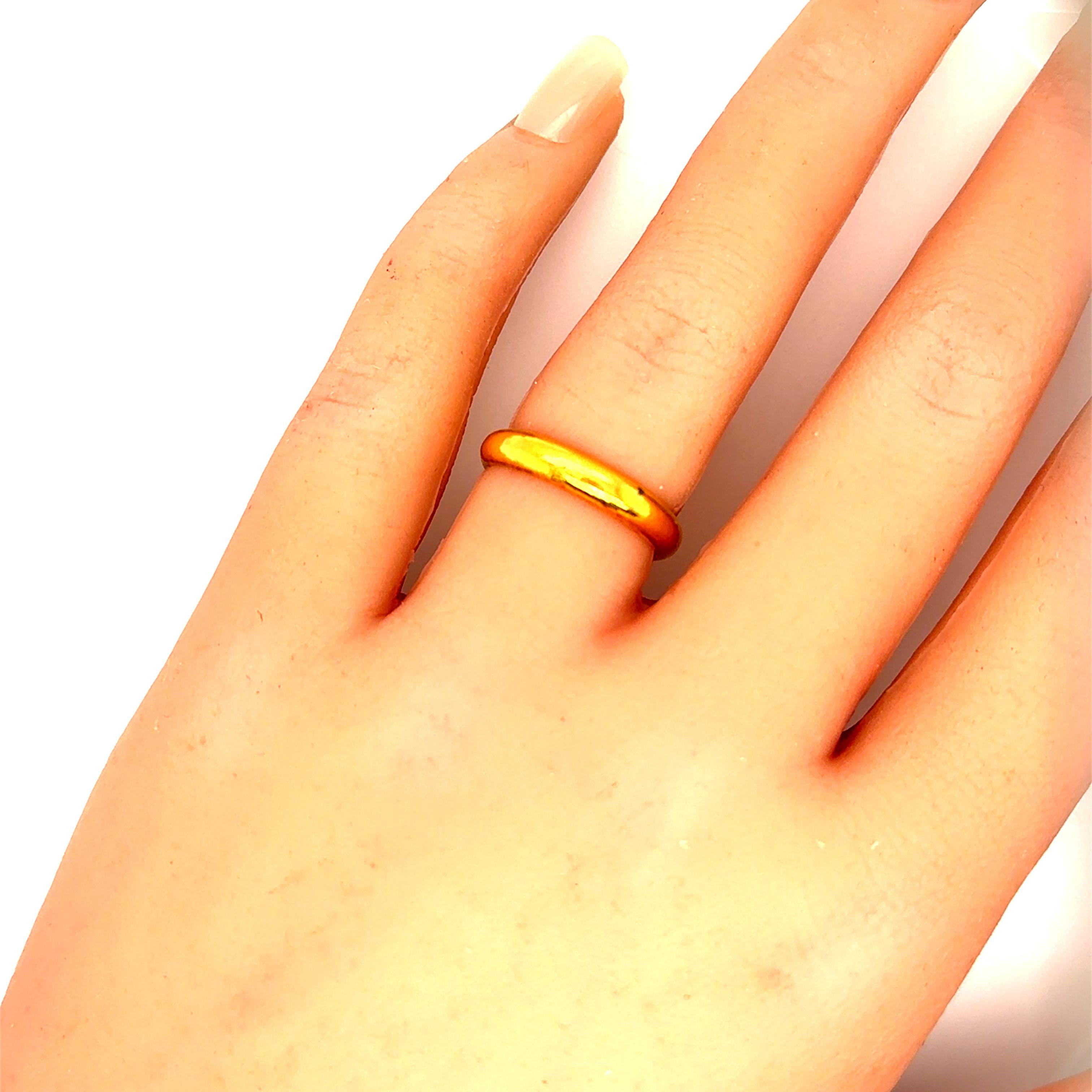 Retro Vintage Pure Gold 24K Yellow Gold Plain Ring. For Sale