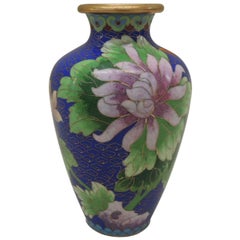 Vintage Purple and Blue Cloisonne Floral Vase
