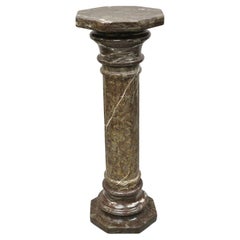 Vintage Purple and Brown Marble Resin Column Pedestal Plant Stand