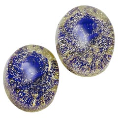 Vintage purple and clear lucite clip on earrings