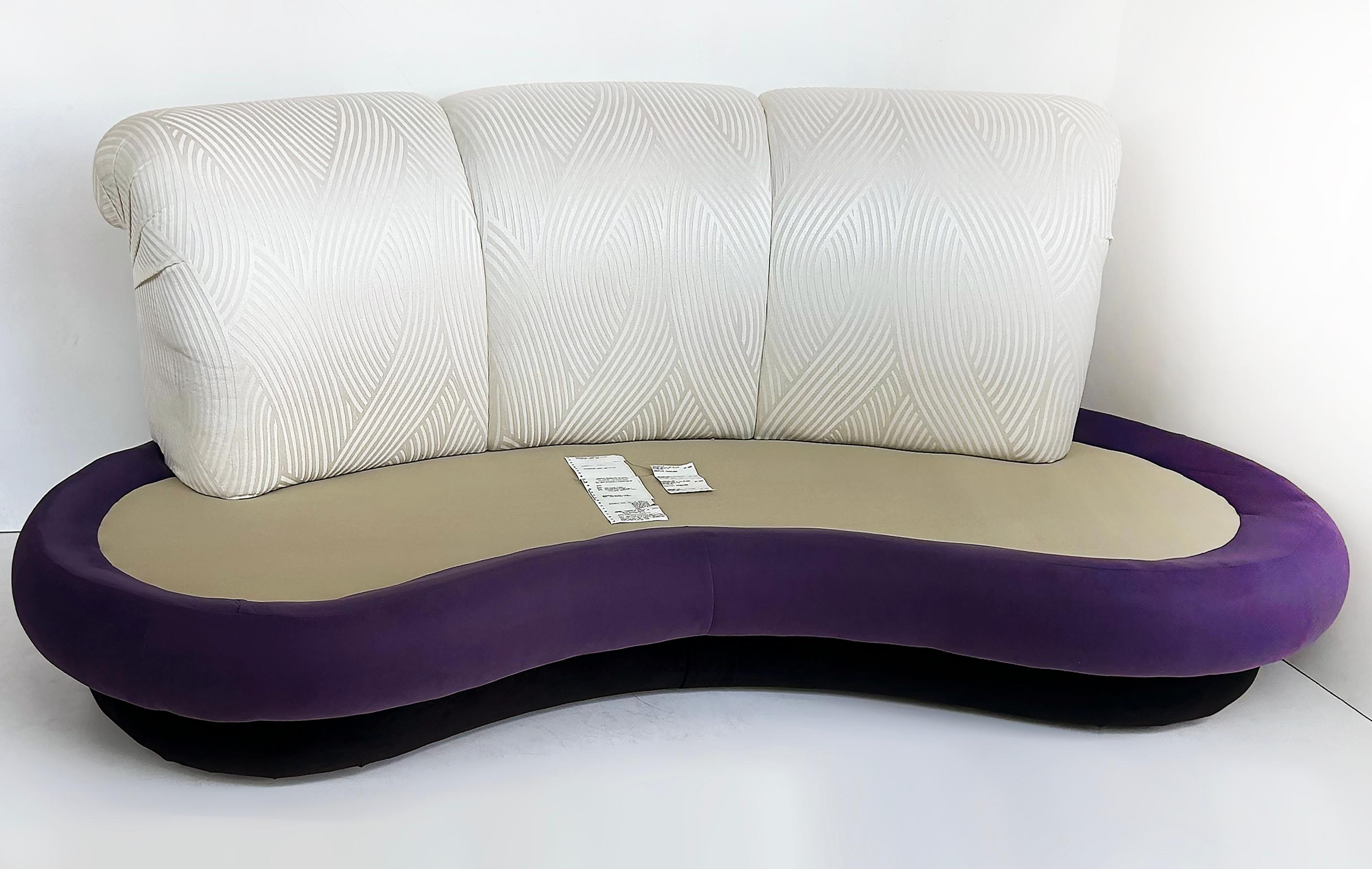 Vintage Purple and Off-White Cloud Sofas after Pearsall, Per Item en vente 8