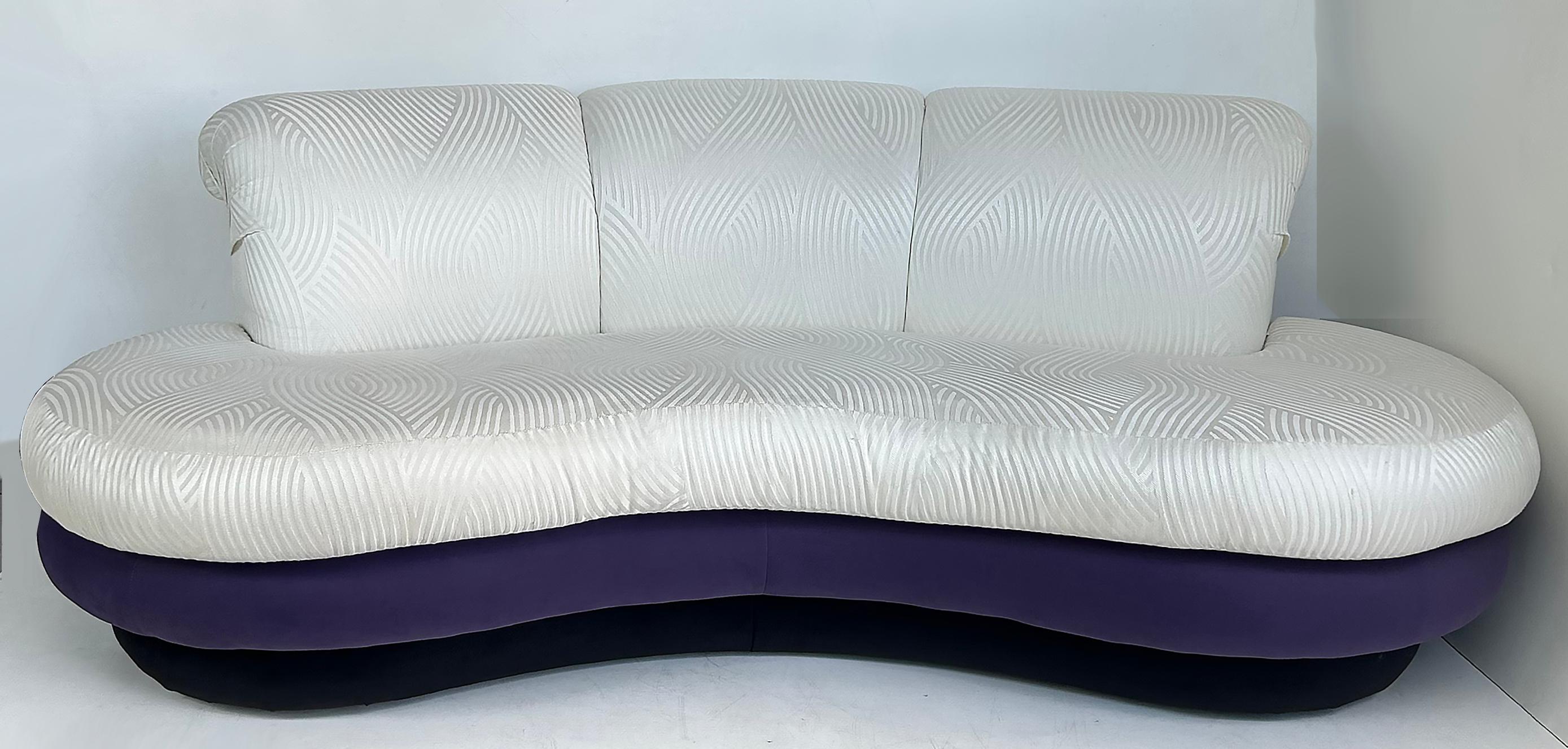 Tissu Vintage Purple and Off-White Cloud Sofas after Pearsall, Per Item en vente
