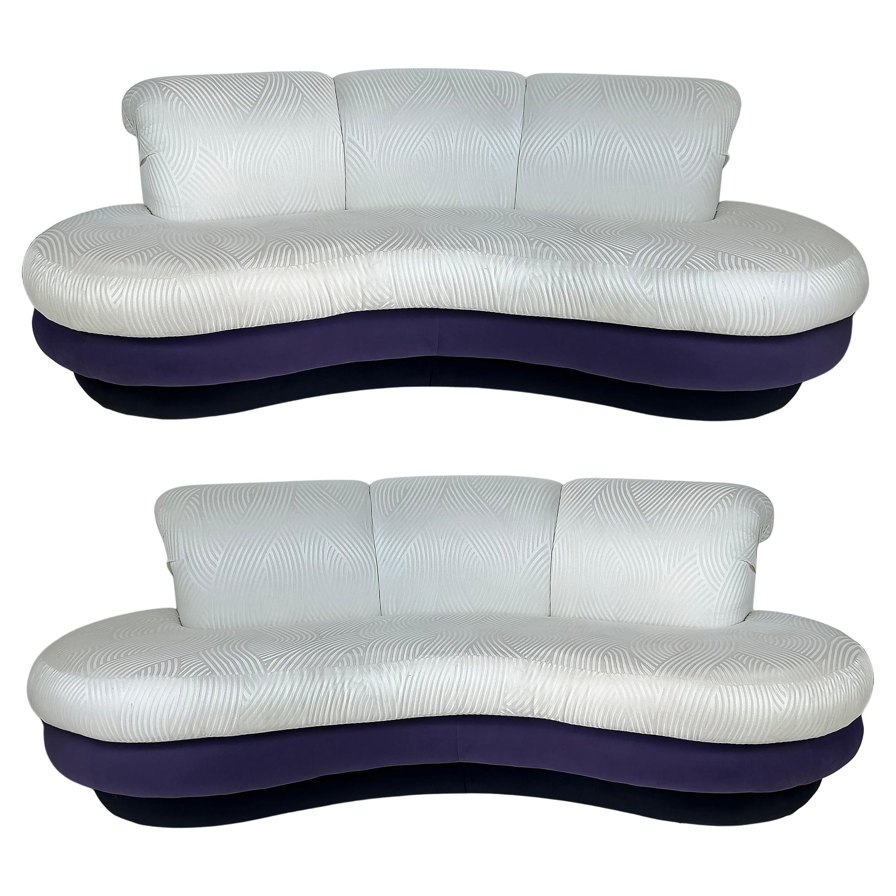 Vintage Purple and Off-White Cloud Sofas after Pearsall, Per Item