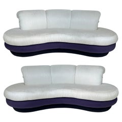 Vintage Purple and Off-White Cloud Sofas after Pearsall, Per Item