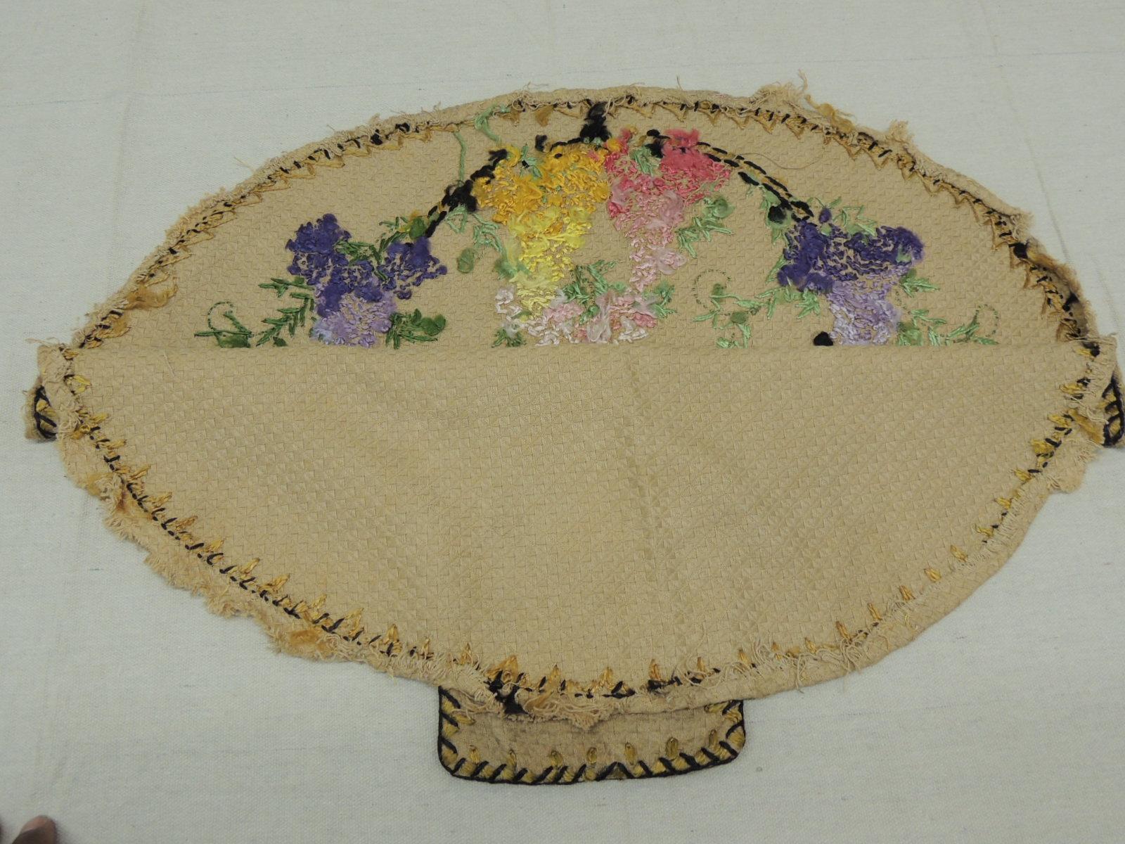 Vintage Purple and Pink Wisteria Basket Shape Pillow In Good Condition For Sale In Oakland Park, FL