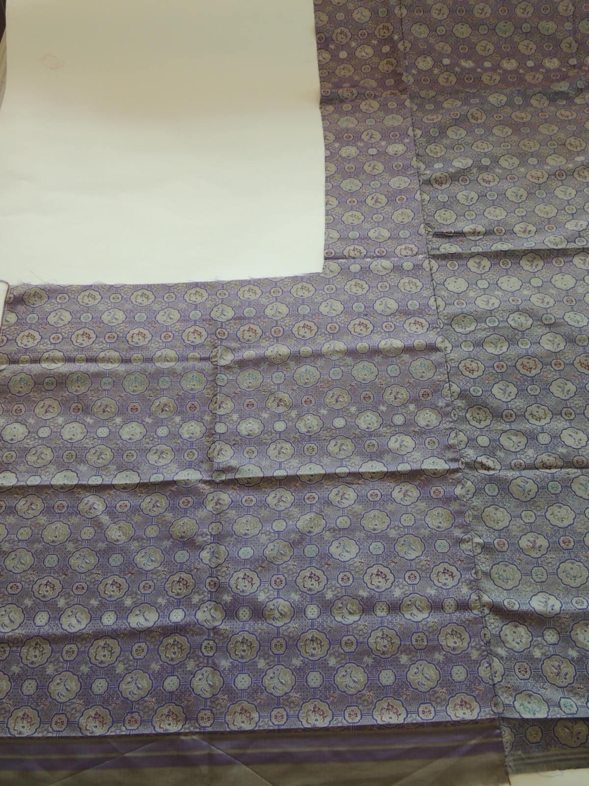 Vintage Purple and Silver Woven Silk Obi Textile For Sale at 1stDibs