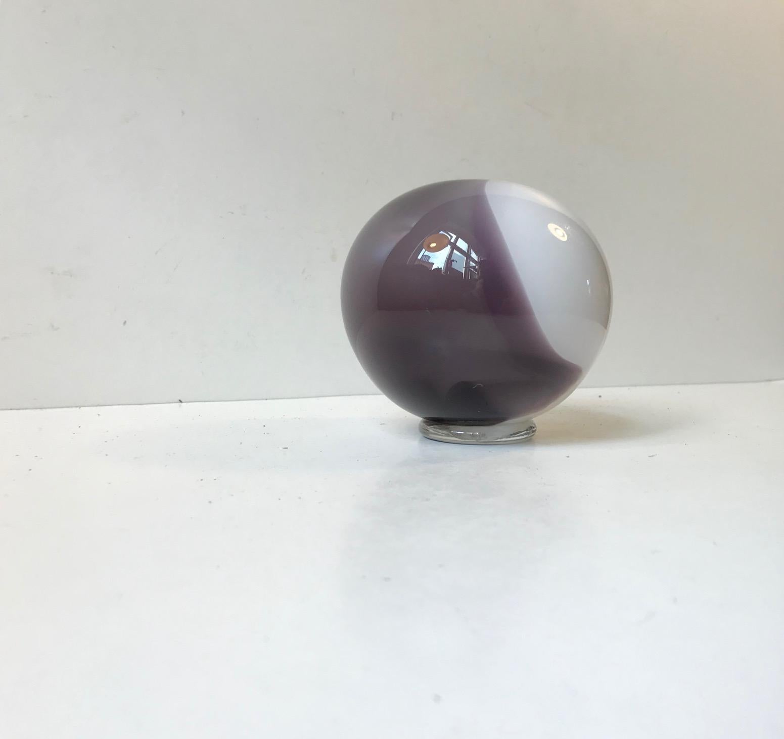 Modern Vintage Purple and White Ball Vase from Holmegaard, 1984