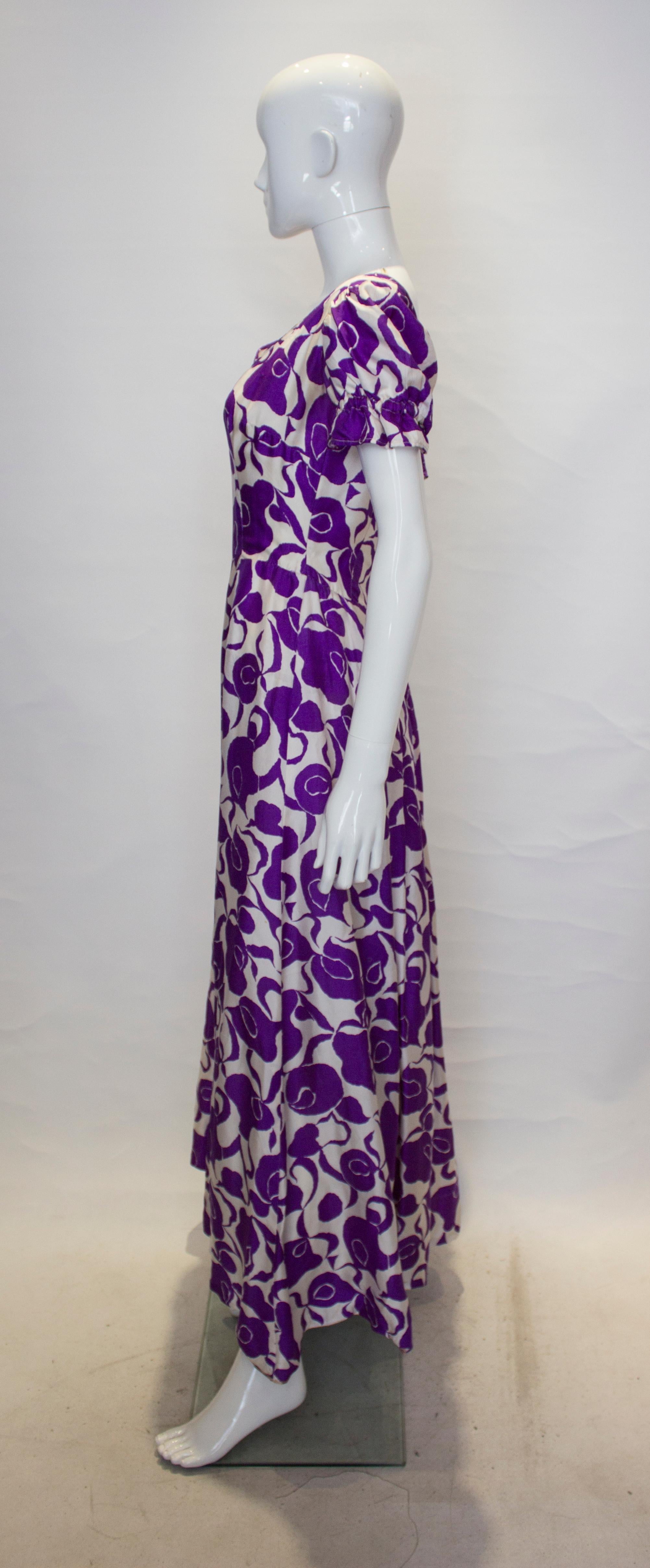 Women's Vintage Purple and White Silk Gown