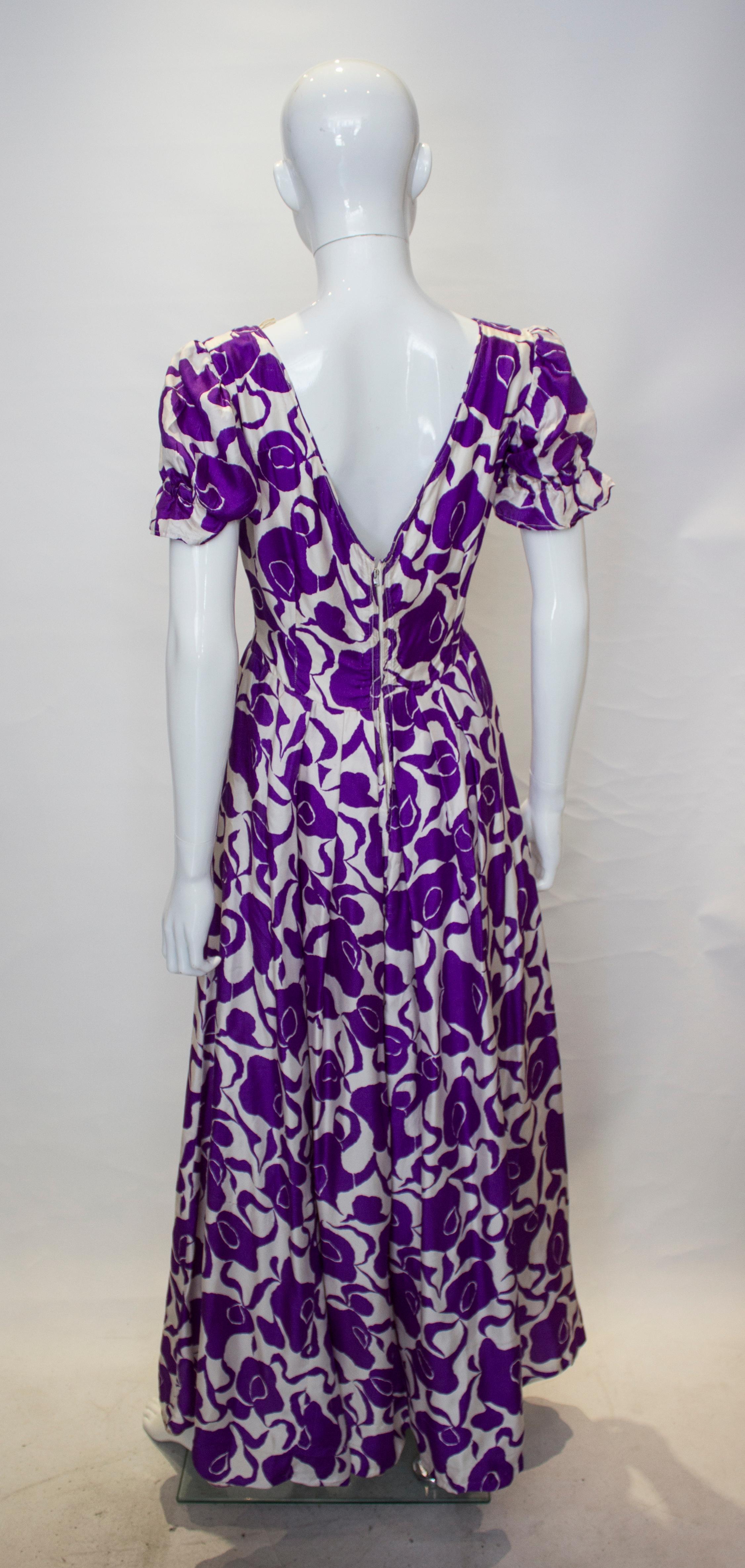Vintage Purple and White Silk Gown 1
