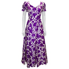 Vintage Purple and White Silk Gown