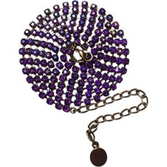 Vintage Purple Aurora Borealis Rhinestone Belt Crystal Chain 1960s Glamour