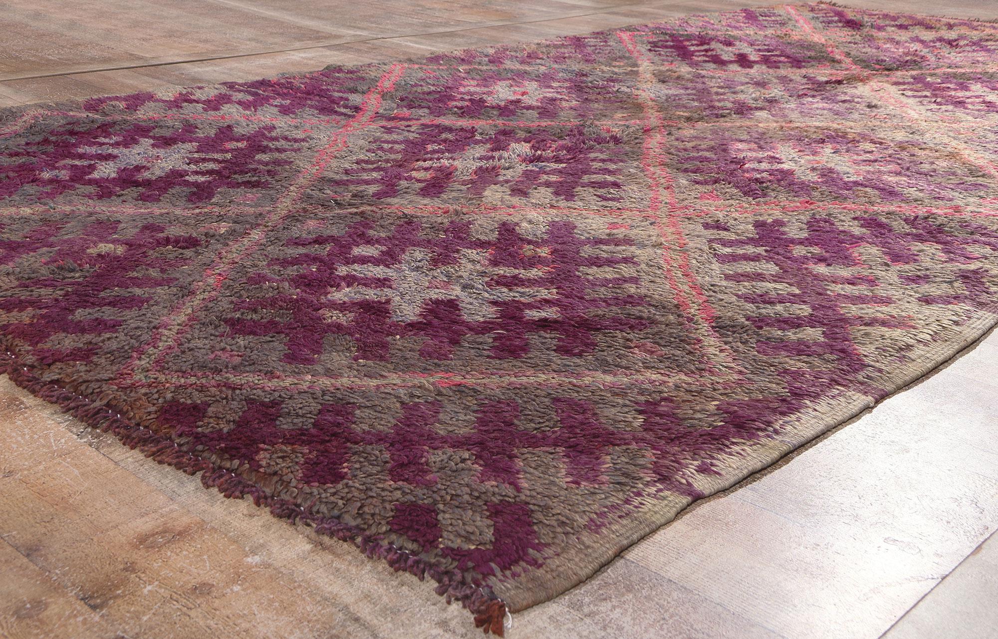 Vintage Purple Beni MGuild Moroccan Rug, Bohemian Rhapsody Meets Cozy Nomad For Sale 1