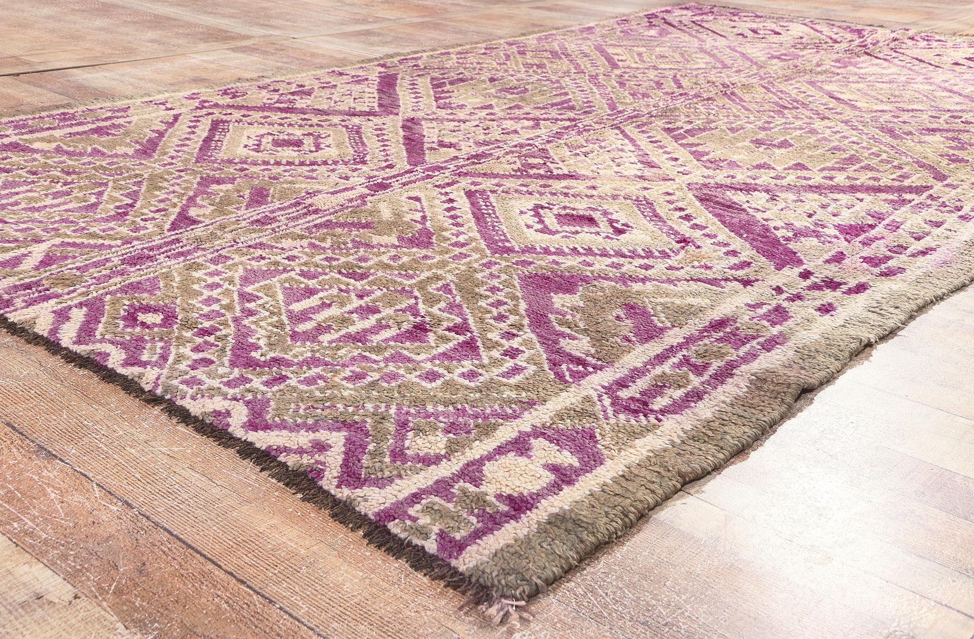 Wool Vintage Purple Beni MGuild Moroccan Rug For Sale