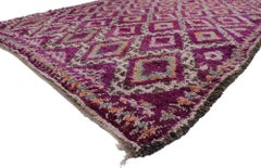 Vintage Purple Beni M'Guild Moroccan Rug with Bohemian Style