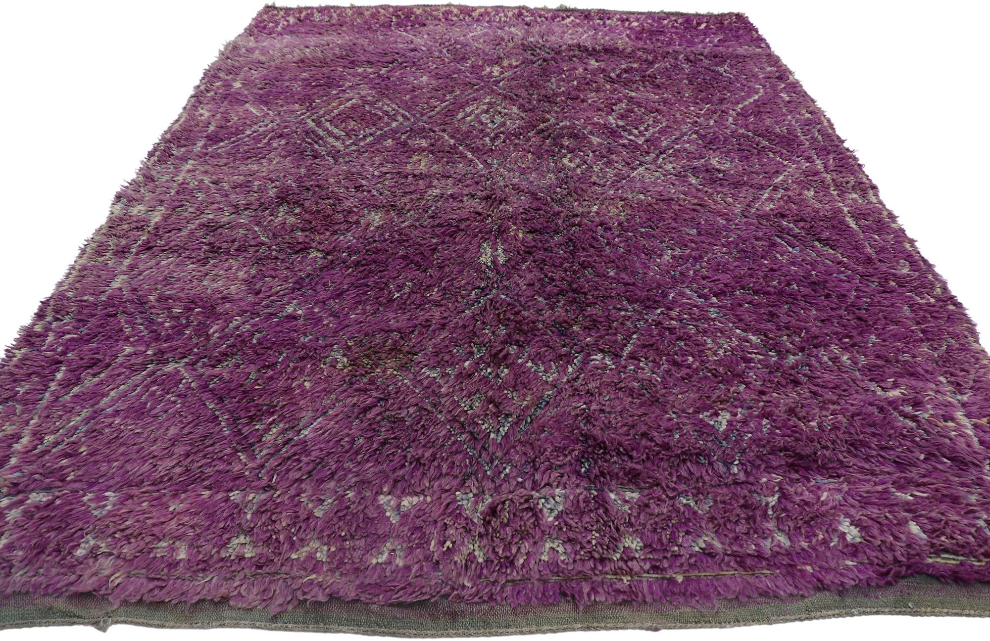 Hand-Knotted Vintage Purple Beni M'Guild Moroccan Rug with Bohemian Style For Sale