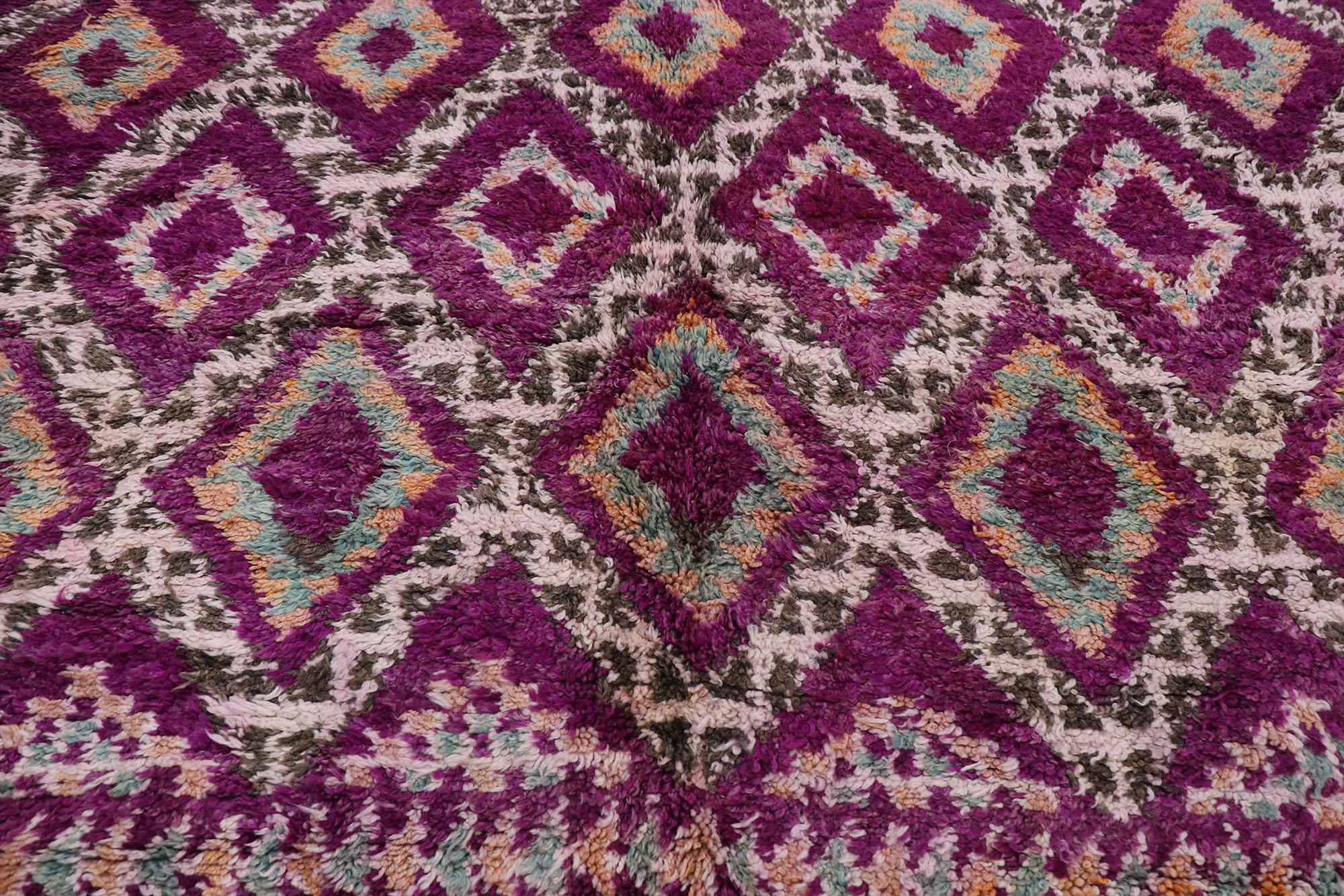 Vintage Purple Beni M'Guild Moroccan Rug with Bohemian Style In Good Condition For Sale In Dallas, TX