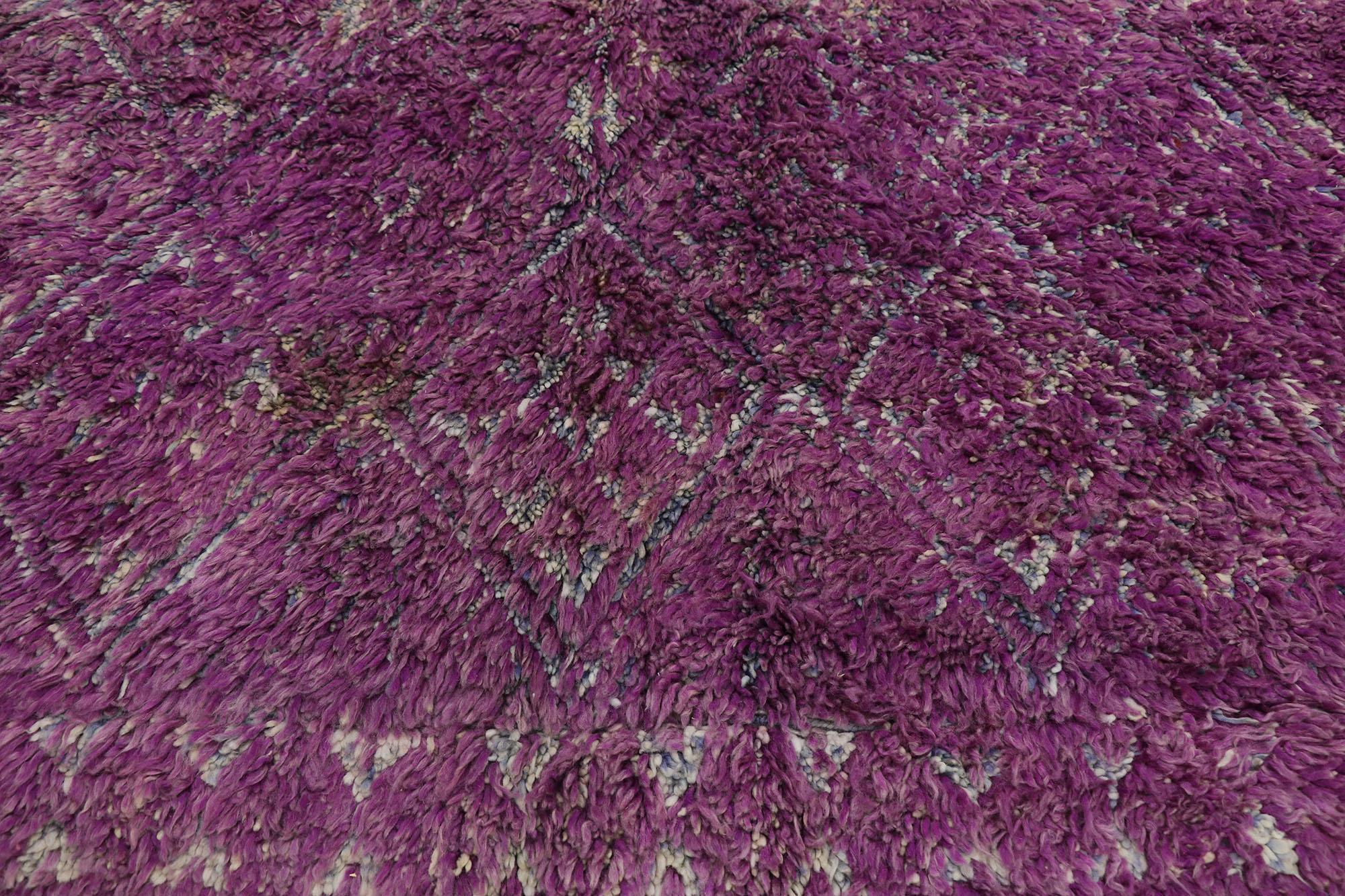 Vintage Purple Beni M'Guild Moroccan Rug with Bohemian Style In Good Condition For Sale In Dallas, TX