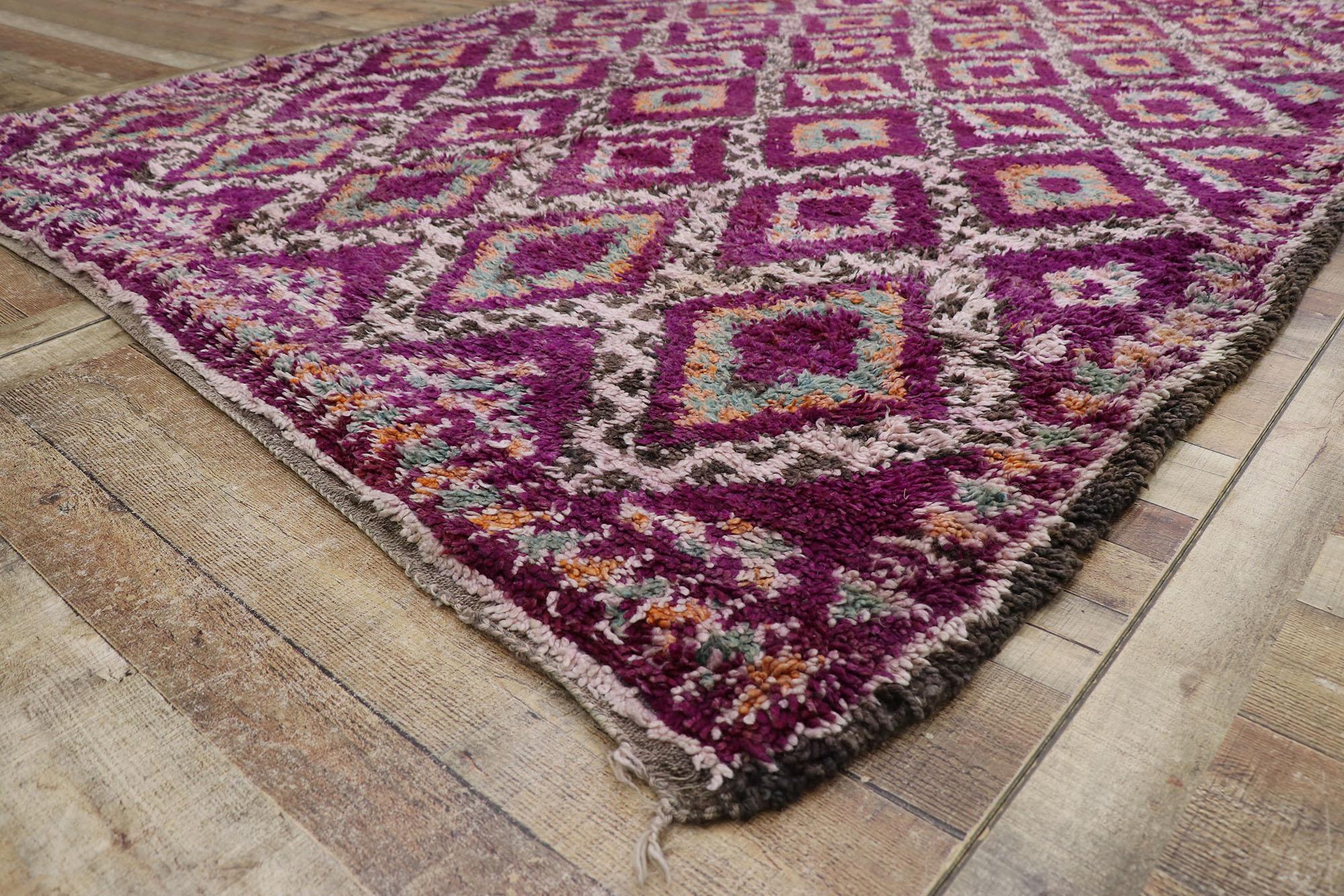 Wool Vintage Purple Beni M'Guild Moroccan Rug with Bohemian Style For Sale