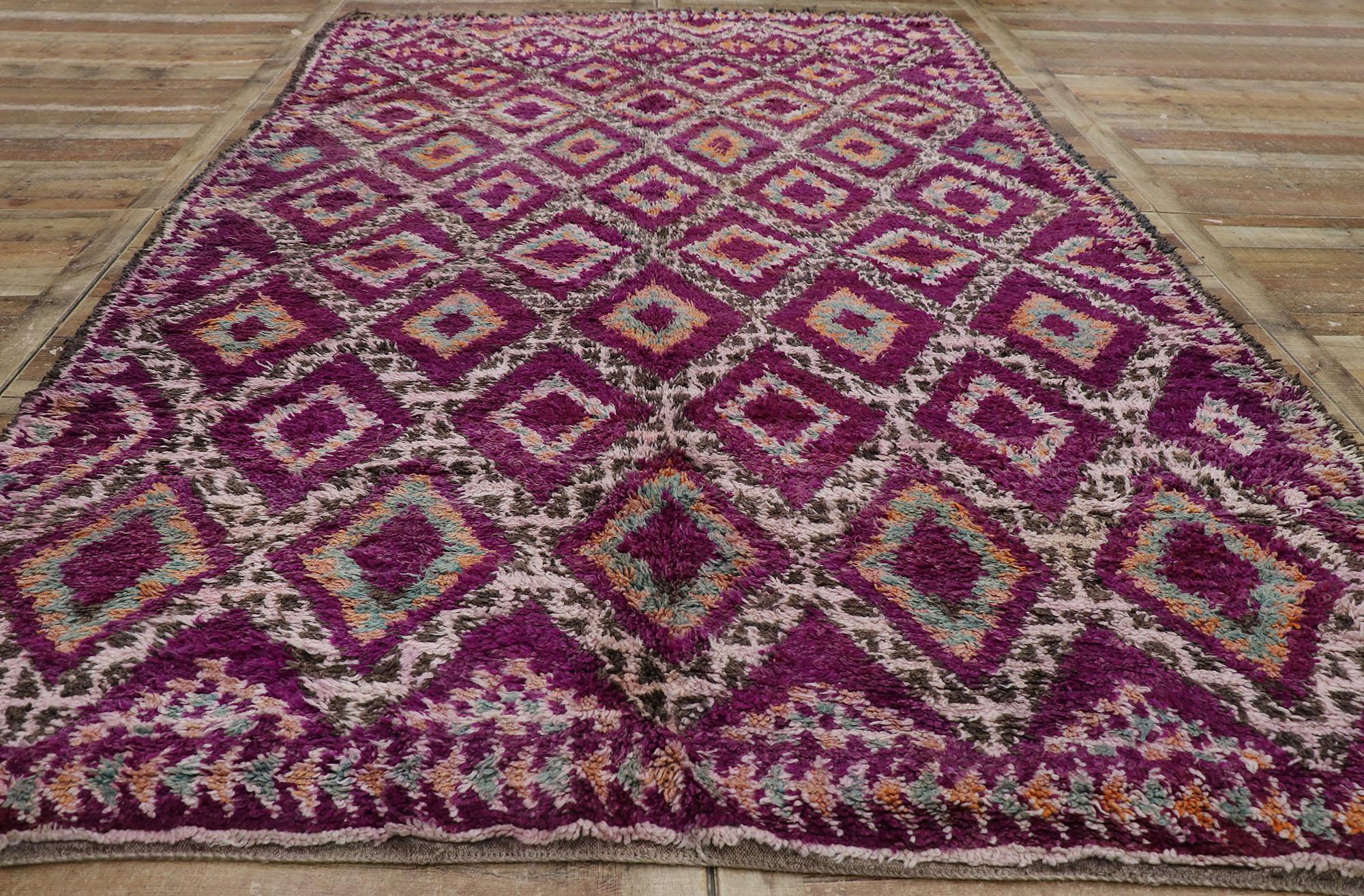 Vintage Purple Beni M'Guild Moroccan Rug with Bohemian Style For Sale 1