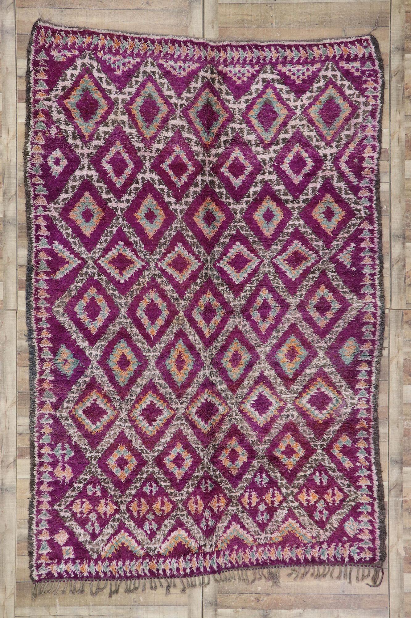 Vintage Purple Beni M'Guild Moroccan Rug with Bohemian Style For Sale 2