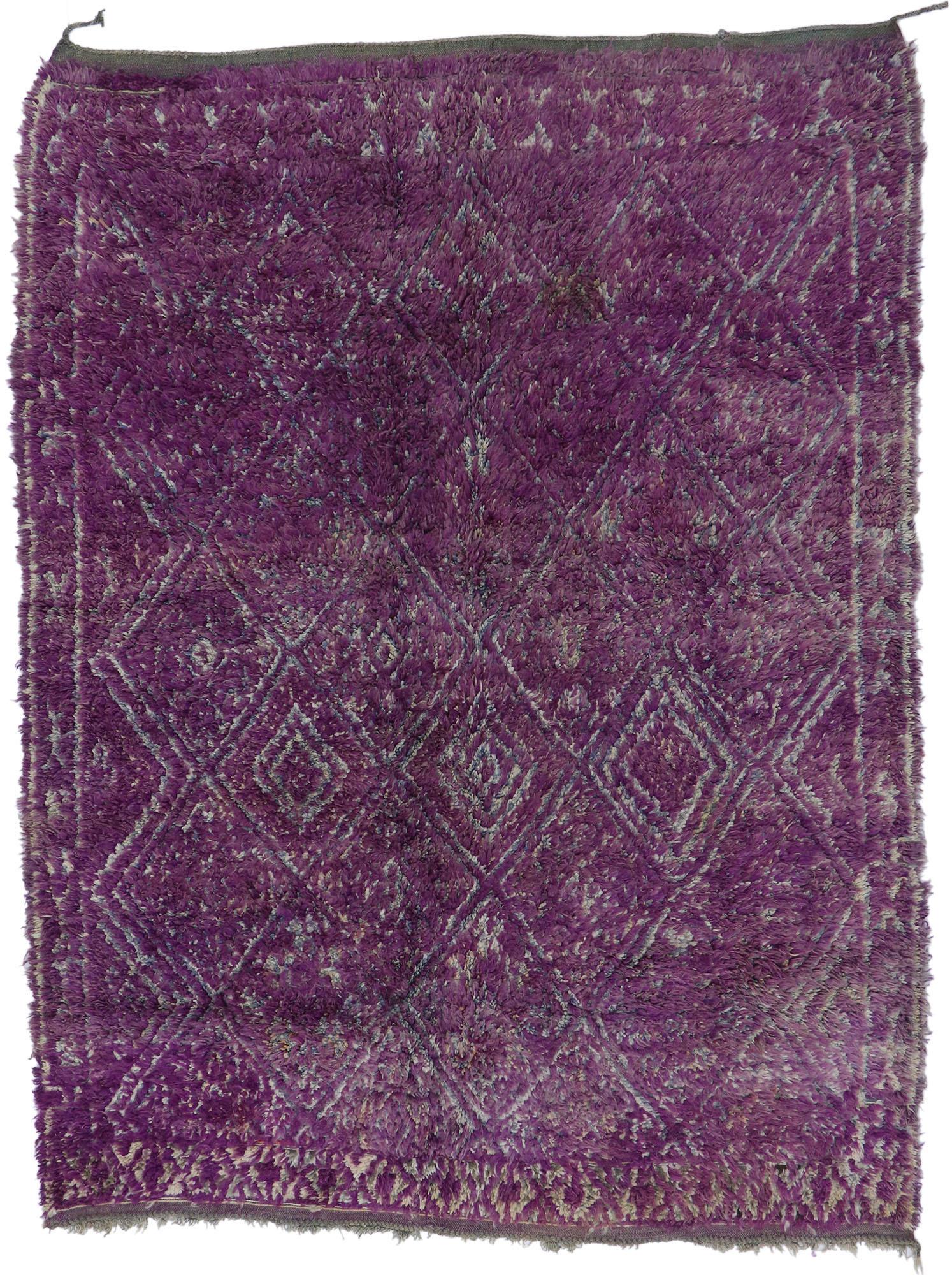 Vintage Purple Beni M'Guild Moroccan Rug with Bohemian Style For Sale 3