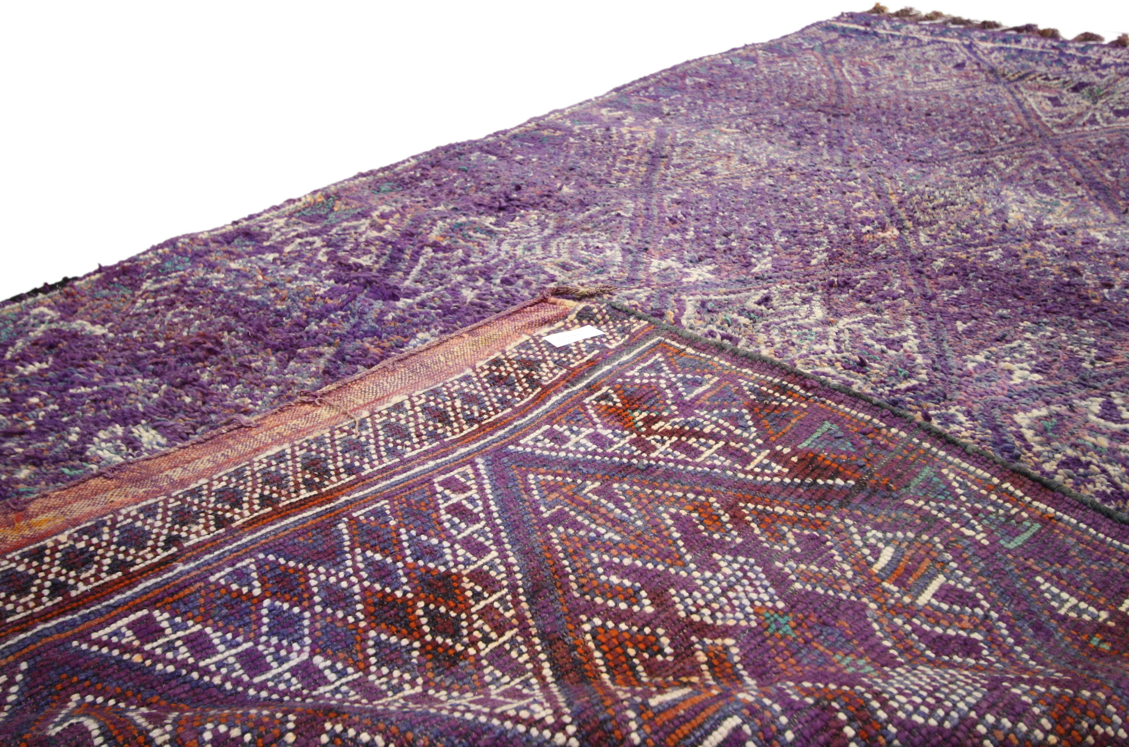 20th Century Vintage Purple Beni M'Guild Moroccan Rug with Tribal Style, Berber Moroccan Rug