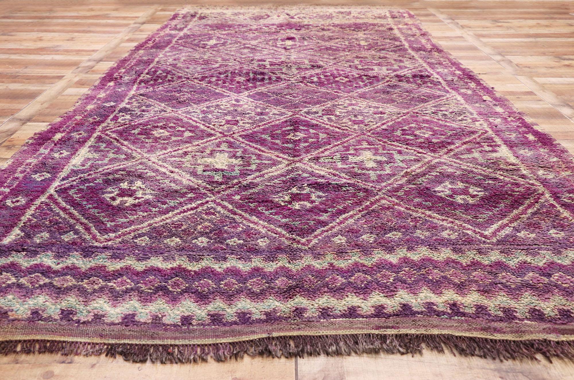 Vintage Purple Beni MGuild Moroccan Rug with Tribal Style, Berber Moroccan Rug For Sale 1