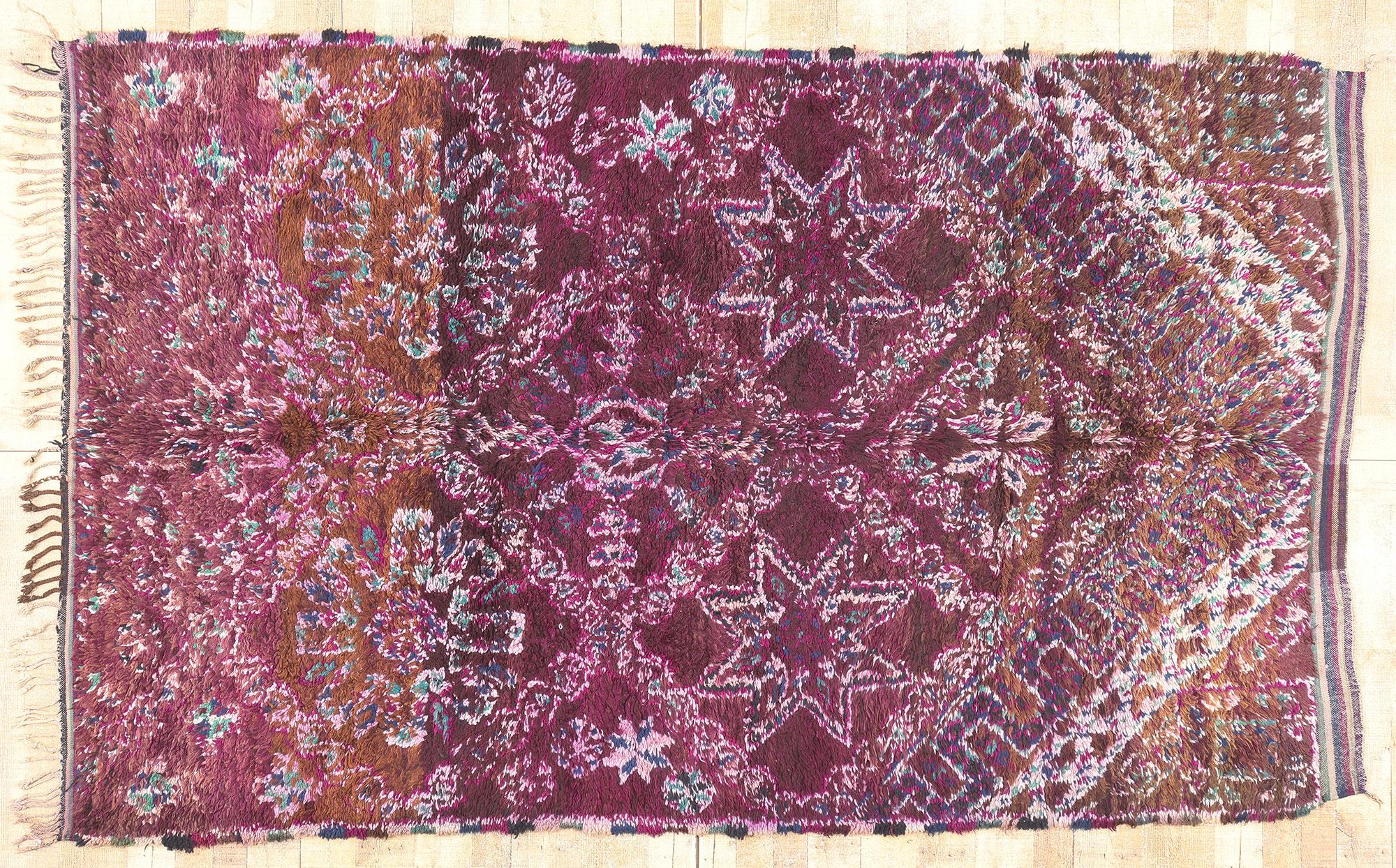 Vintage Purple Beni M'Guild Moroccan Rug, Boho Chic Meets Hygge Vibes For Sale 2