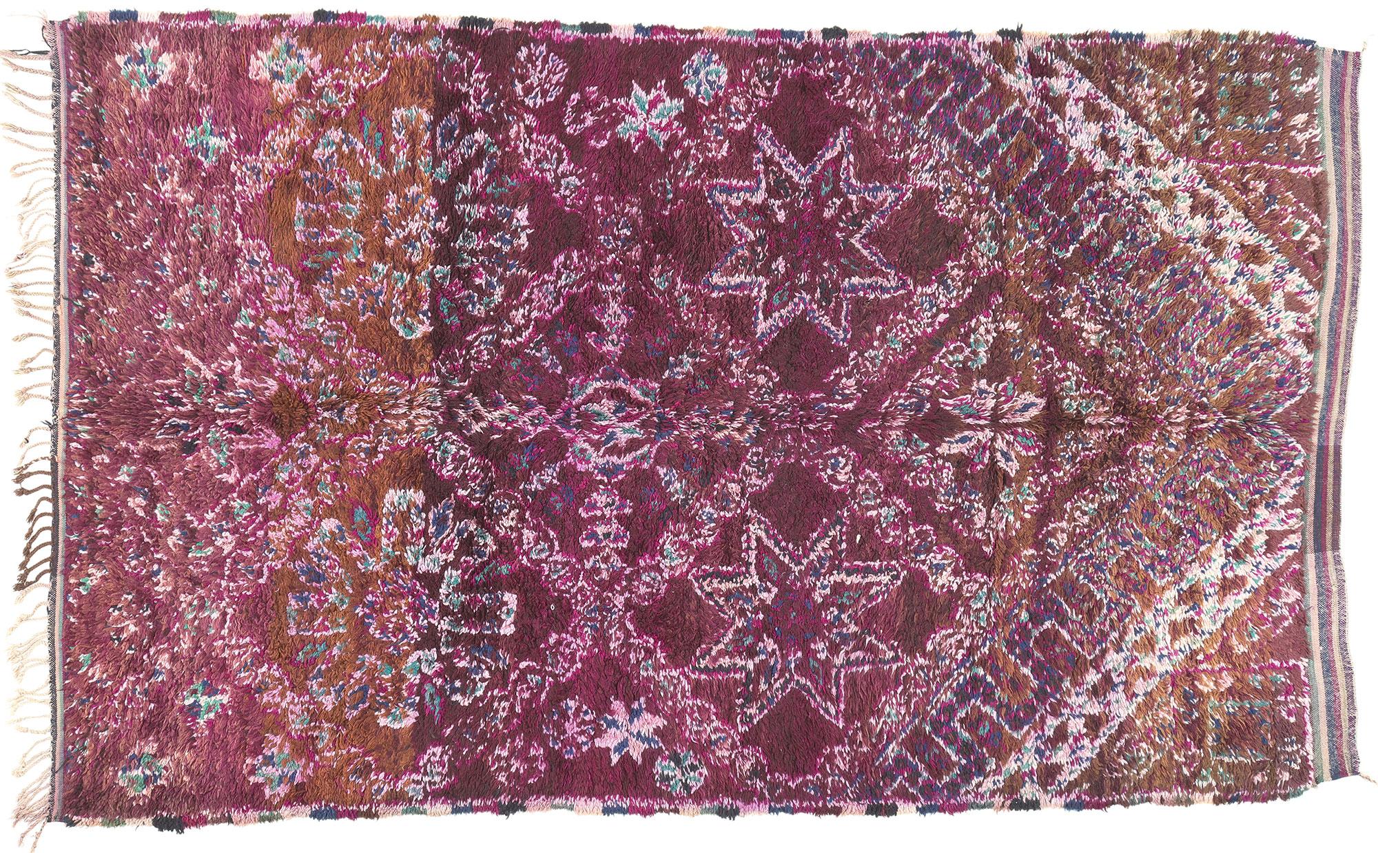 Vintage Purple Beni M'Guild Moroccan Rug, Boho Chic Meets Hygge Vibes For Sale 3