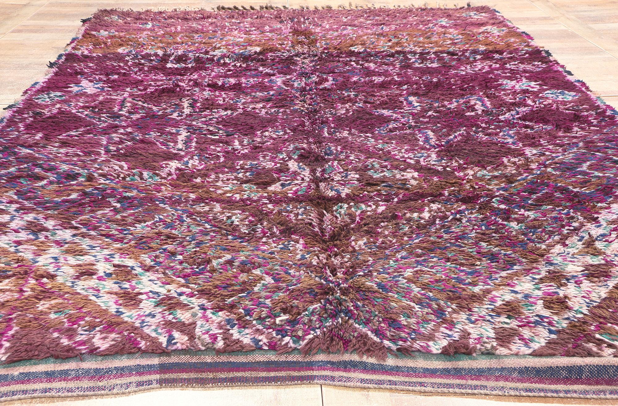 Vintage Purple Beni M'Guild Moroccan Rug, Boho Chic Meets Hygge Vibes For Sale 1