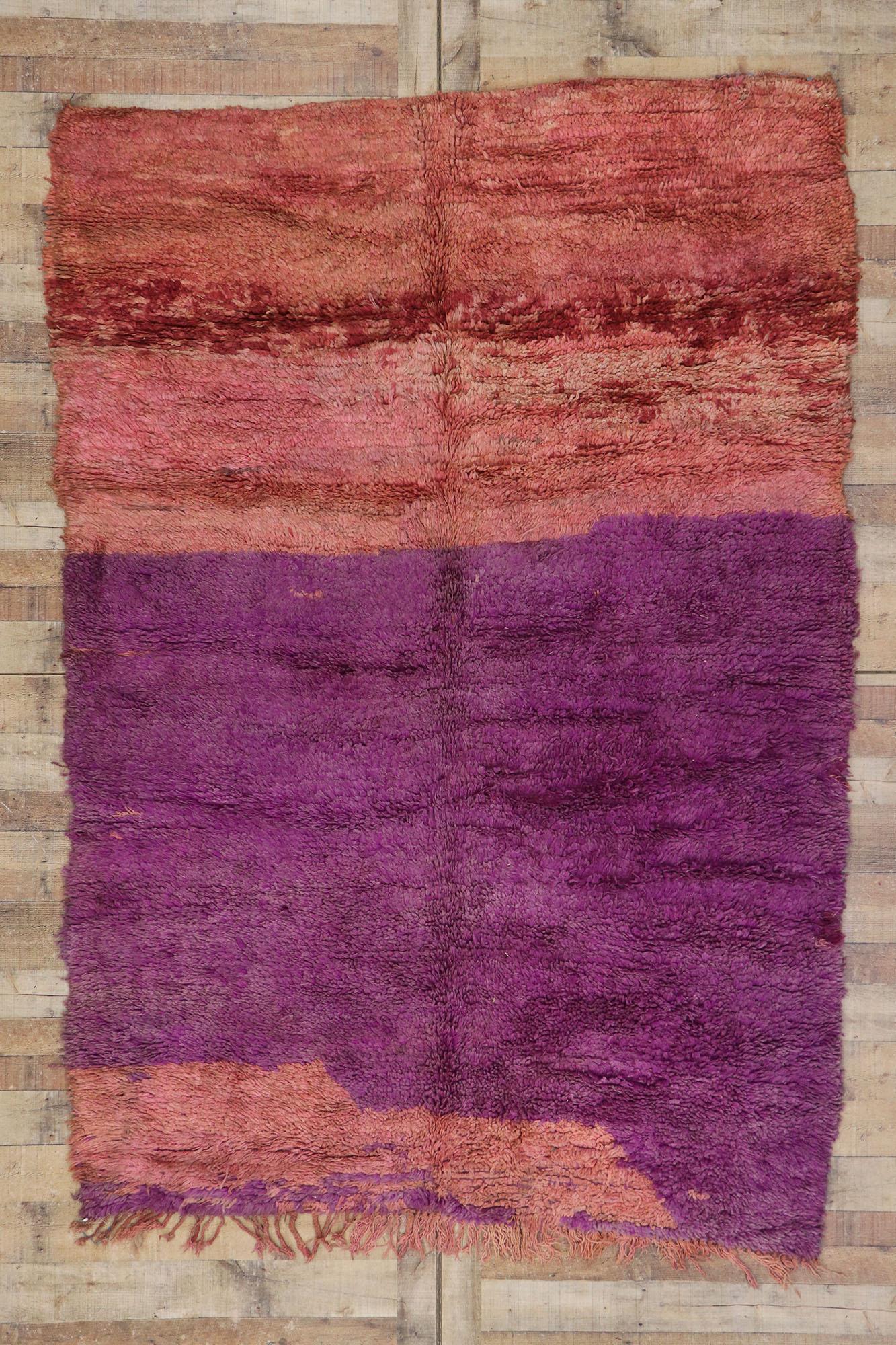Lana Tappeto marocchino Vintage viola Beni Mrirt in vendita