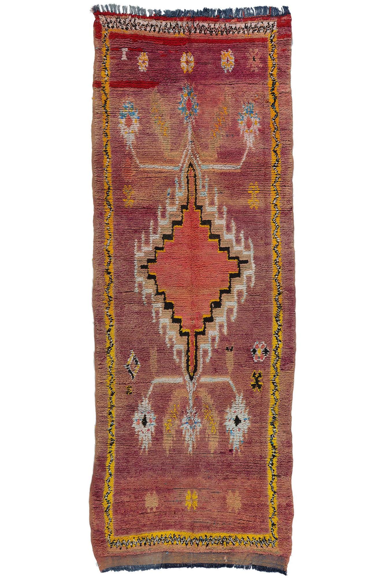 Vintage Purple Boujad Moroccan Rug, Tribal Enchantment Meets Bohemian Nomad