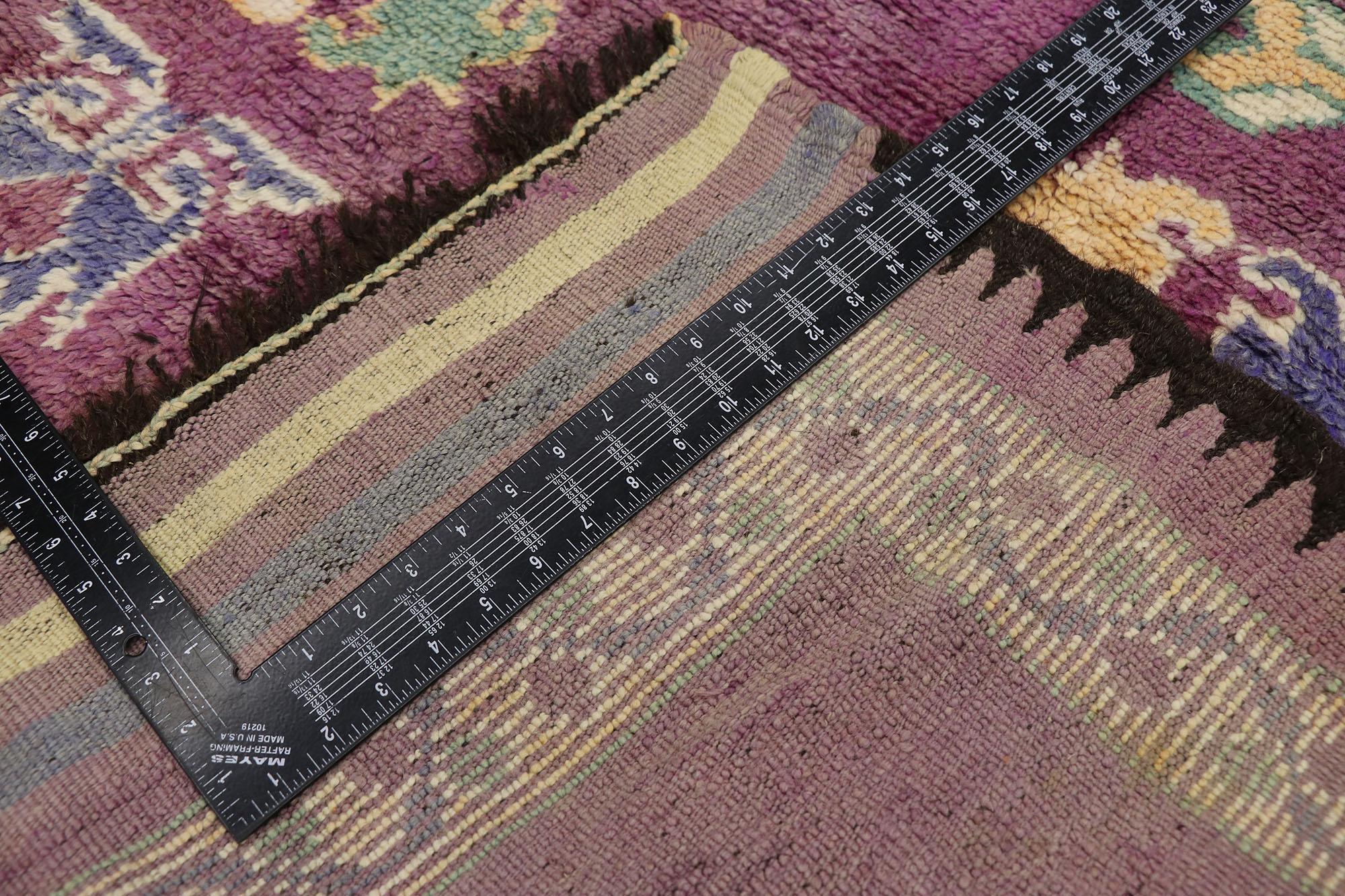 Vintage Purple Boujad Moroccan Rug with Boho Chic Tribal Style In Good Condition For Sale In Dallas, TX