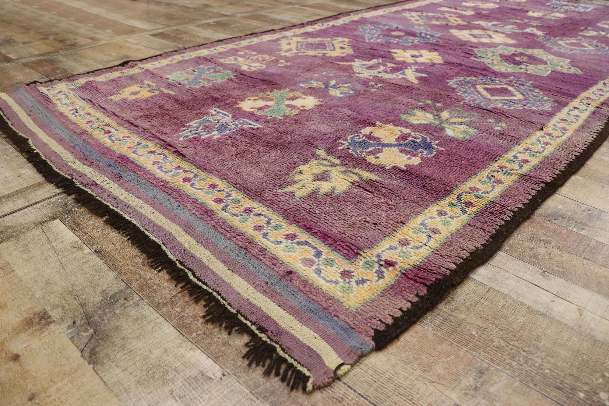 20th Century Vintage Purple Boujad Moroccan Rug with Boho Chic Tribal Style For Sale