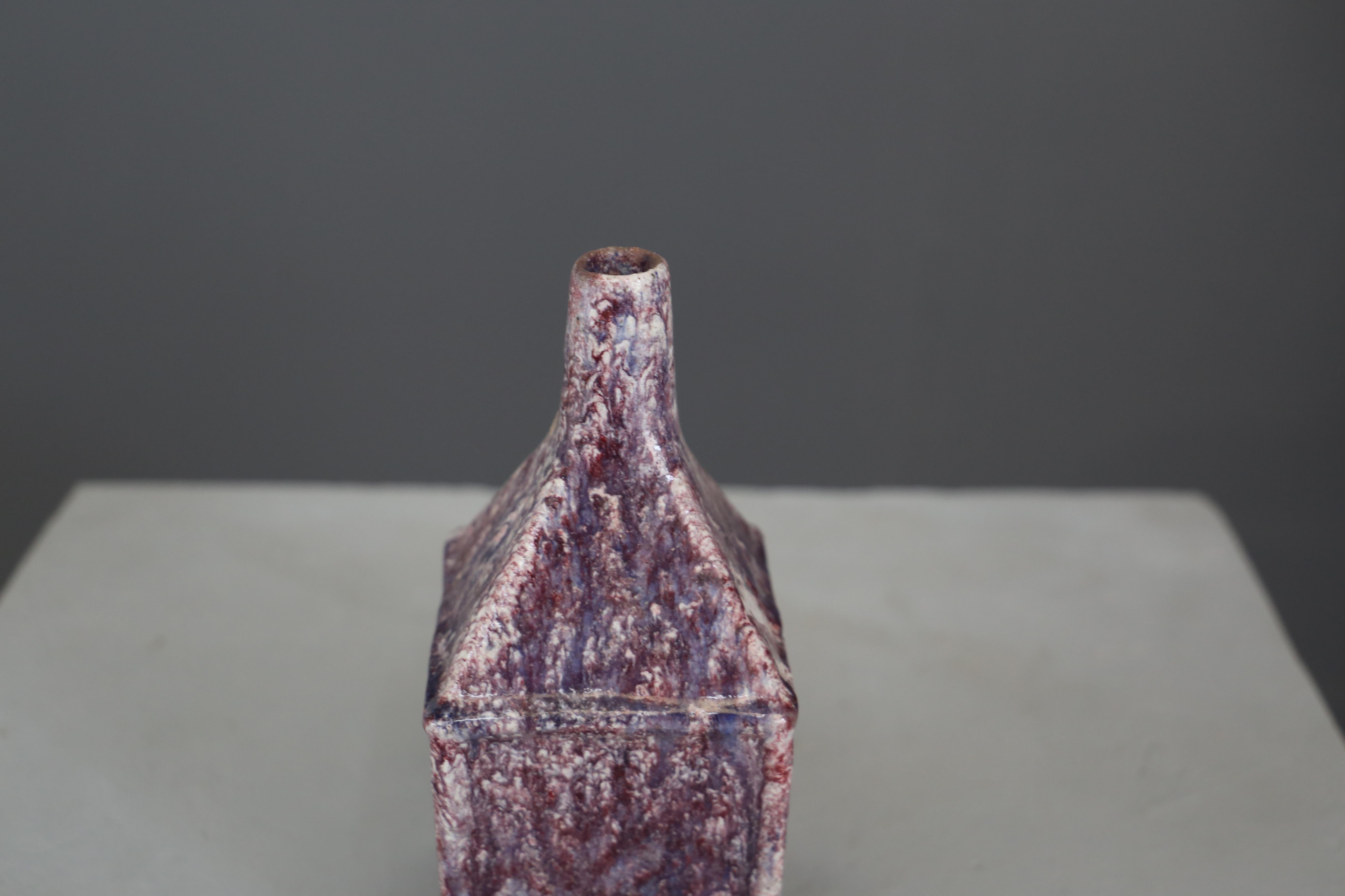 Mid-20th Century Vintage Purple Ceramic Vase by Marcello Fantoni, Signed